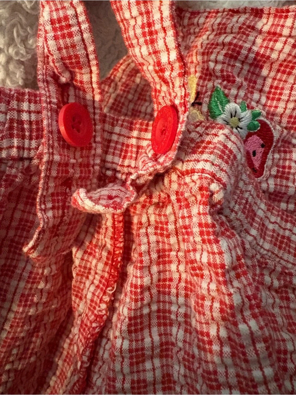 Vintage Baby Girl Oshkosh Baby B'gosh 12 Months Strawberry Shortalls Bubble Red